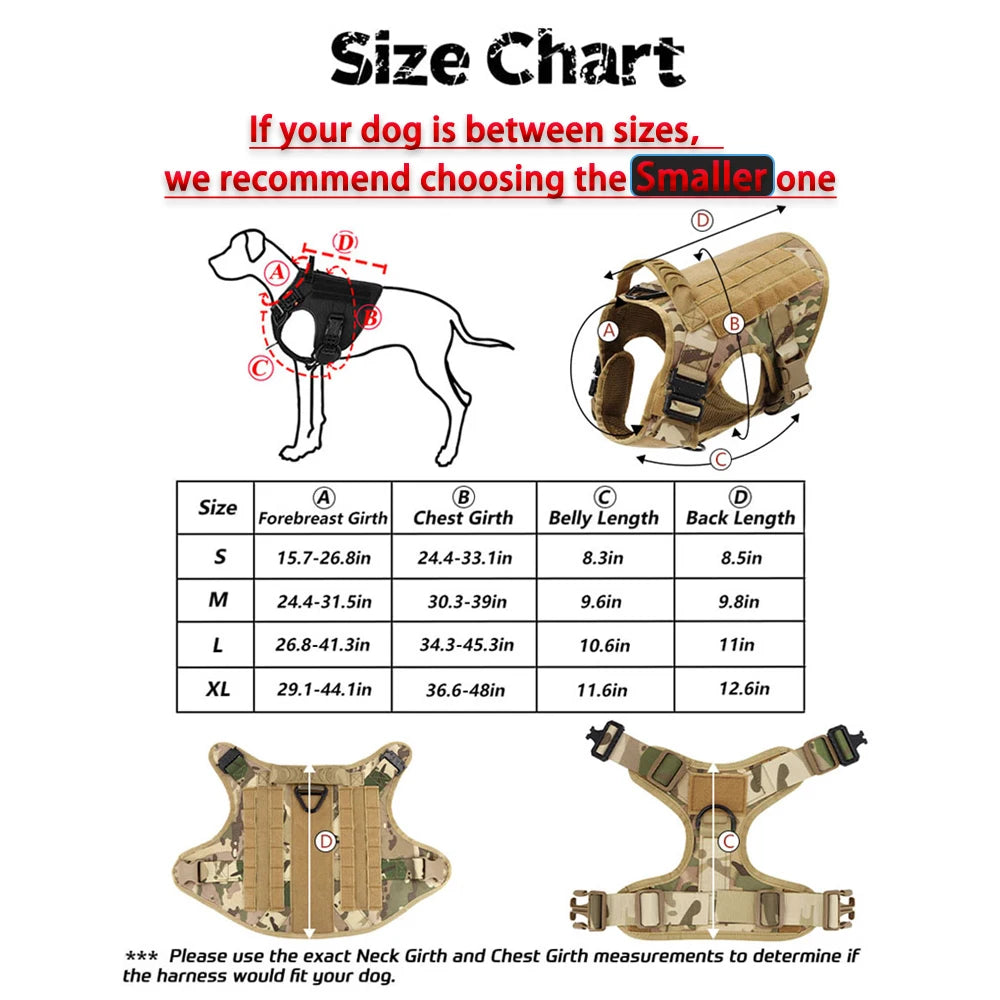 Petravel Tactical Dog Harness Leash Set for Military Pets