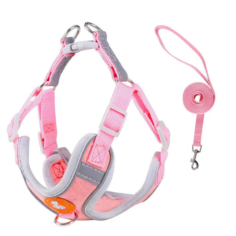 Adjustable Quick Release Dog Harness With Soft Webbing Leash