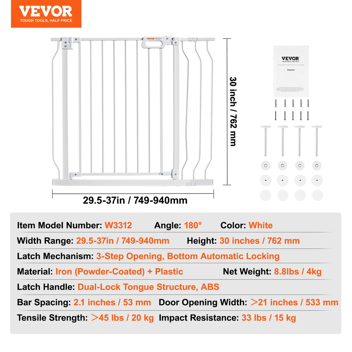 SucceBuy Pressure Mount Easy Step Baby Pet Safety Gate