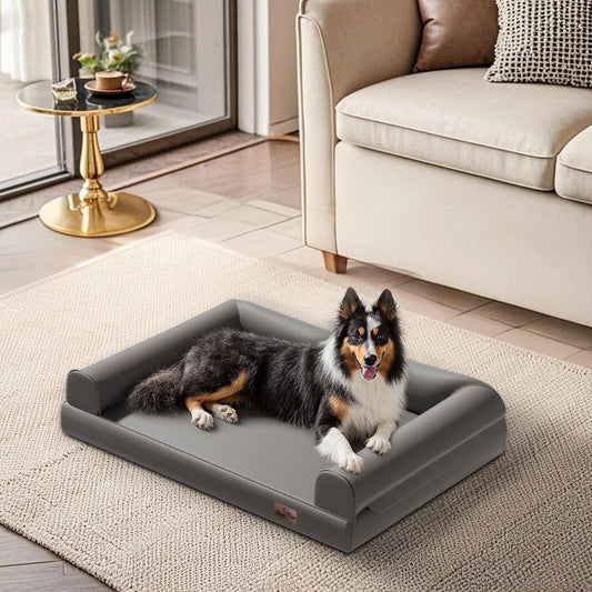 Bingopaw Orthopedic Dog Bed With Supportive Bolster And Microfiber Cover