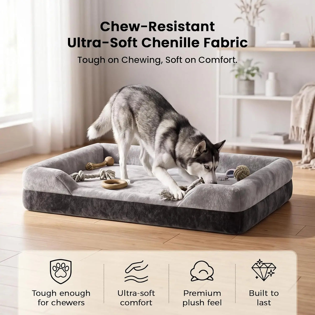 Orthopedic Memory Foam Dog Bed With Cooling Gel Cover