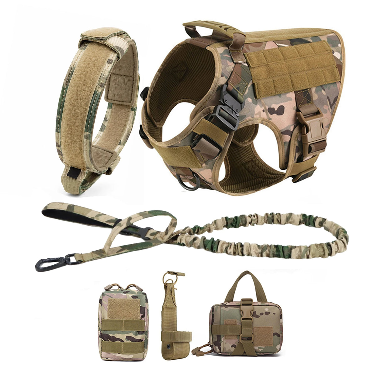 Petavel Tactical Dog Harness Molle Pouches For Walking Training