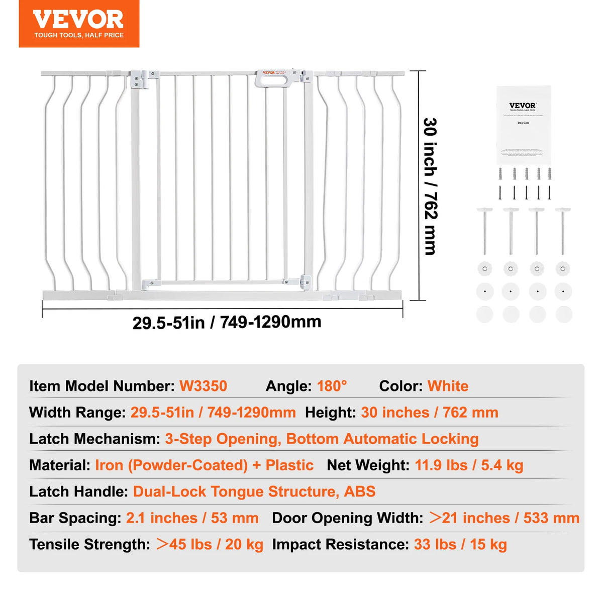 SucceBuy Pressure Mount Easy Step Baby Pet Safety Gate