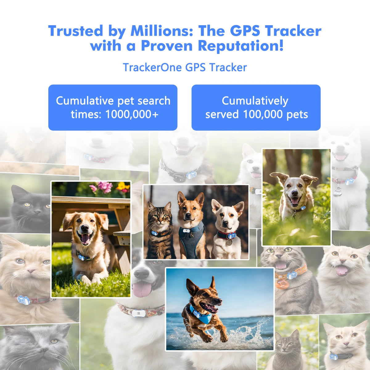 Wanwaytech 4G LTE GPS Pet Tracker Dogs Cats QR Locator