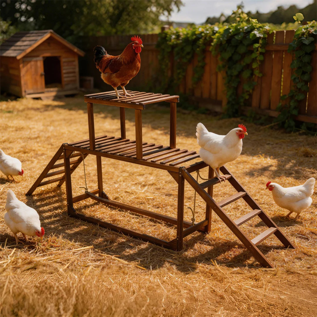 Solid Pine Wood Chicken Perch Swing With Roosting Bars