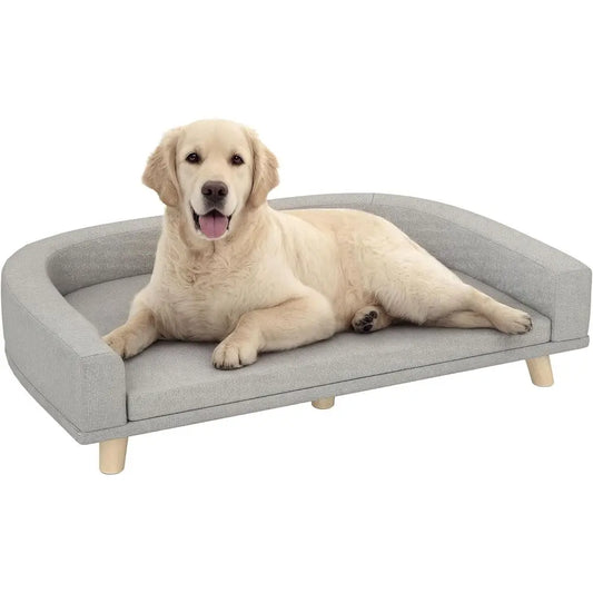 Luxury Dog Sofa Bed With Washable Cover And Wooden Legs