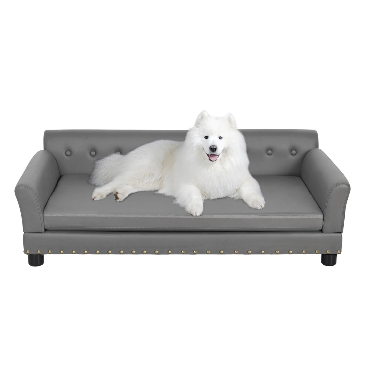 BINGOPAW Durable Elevated Dog Sofa Bed With Resilient Leather Top