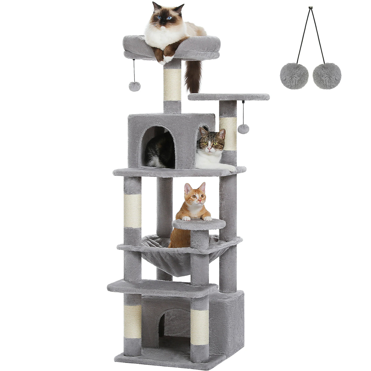 PAWZ Road Indoor Cat Tree Tower With Hammock And Scratch Posts