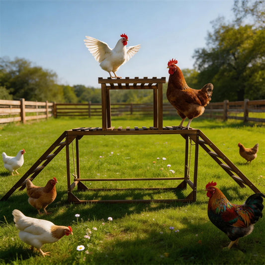 Solid Pine Wood Chicken Perch Swing With Roosting Bars