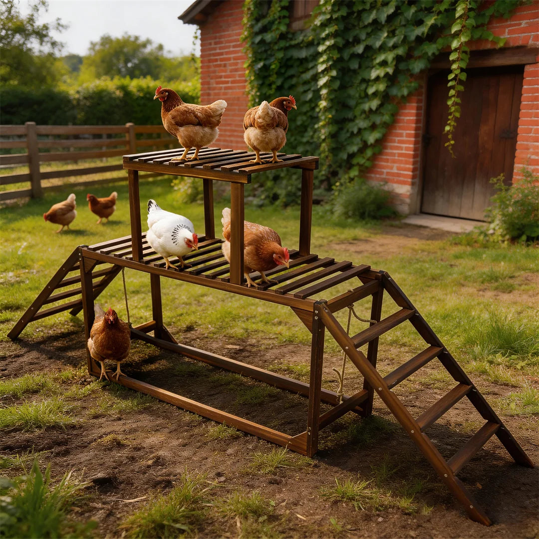 Solid Pine Wood Chicken Perch Swing With Roosting Bars