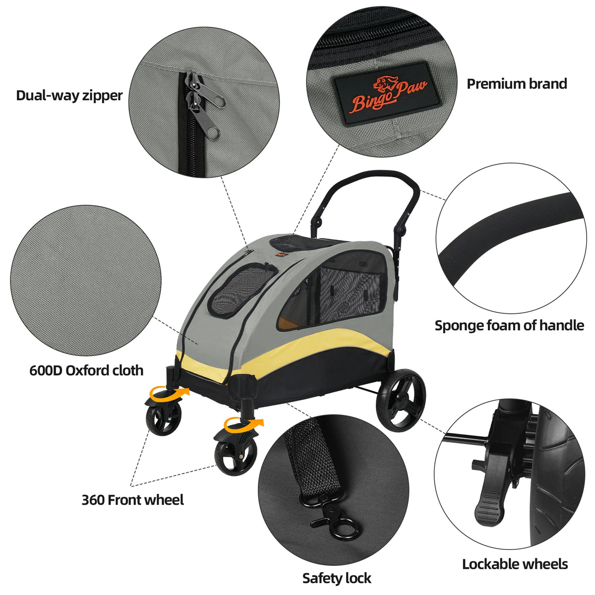 Breathable Foldable Four Wheel Pet Dog And Cat Travel Stroller
