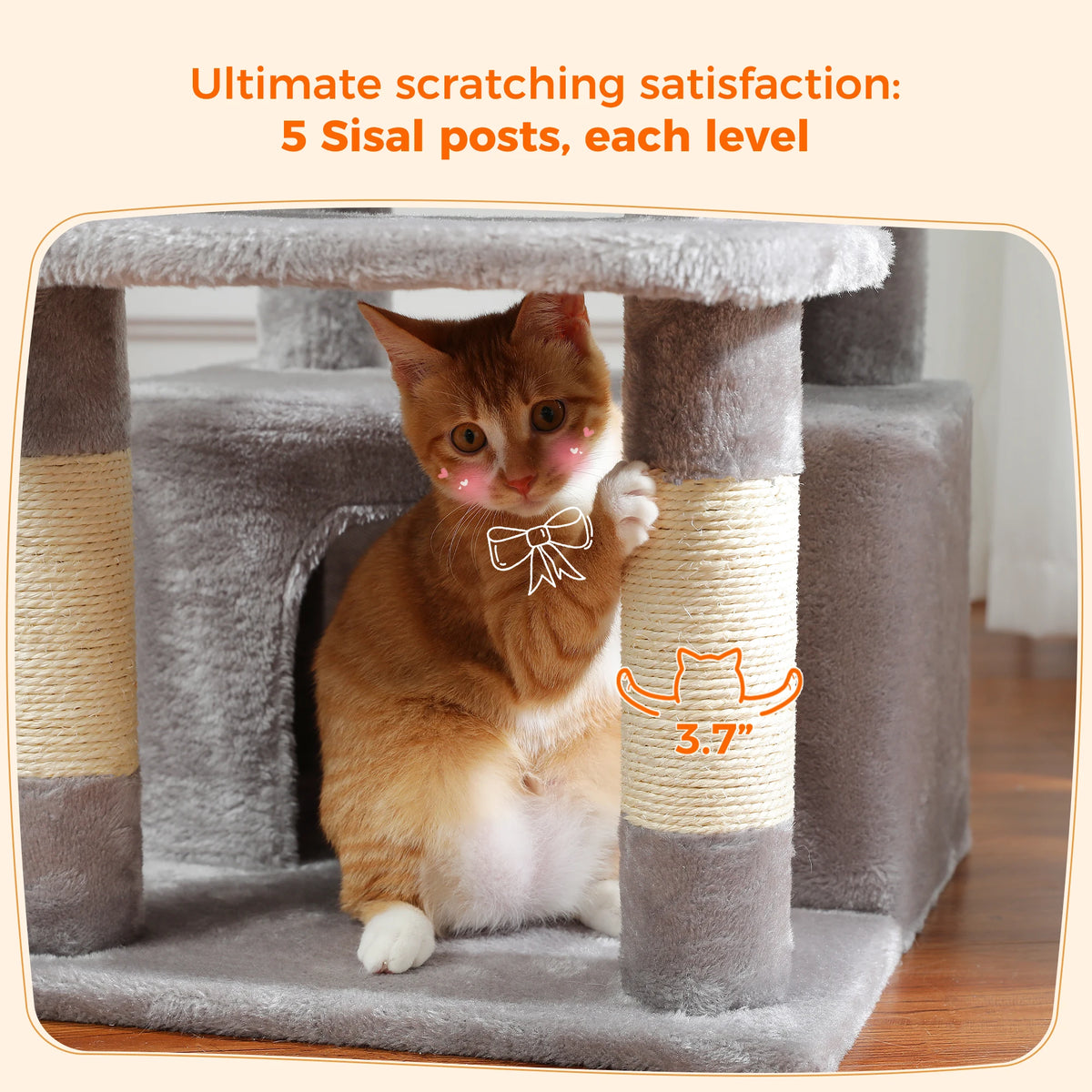 PAWZ Road Indoor Cat Tree Tower With Hammock And Scratch Posts