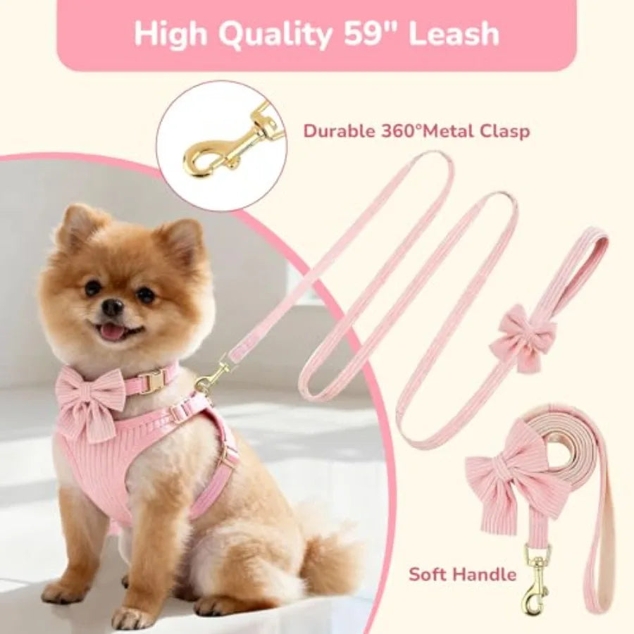 Breathable Cotton Adjustable Dog Harness With Leash Set