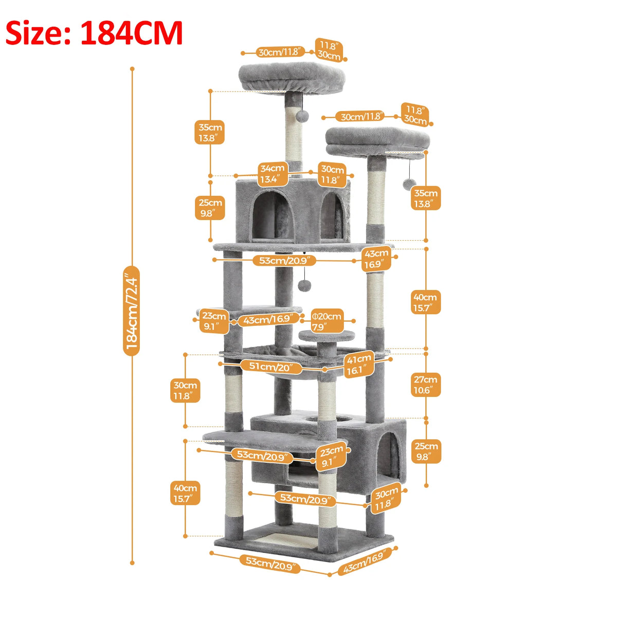 PAWZ Road Indoor Cat Tree Tower With Hammock And Scratch Posts