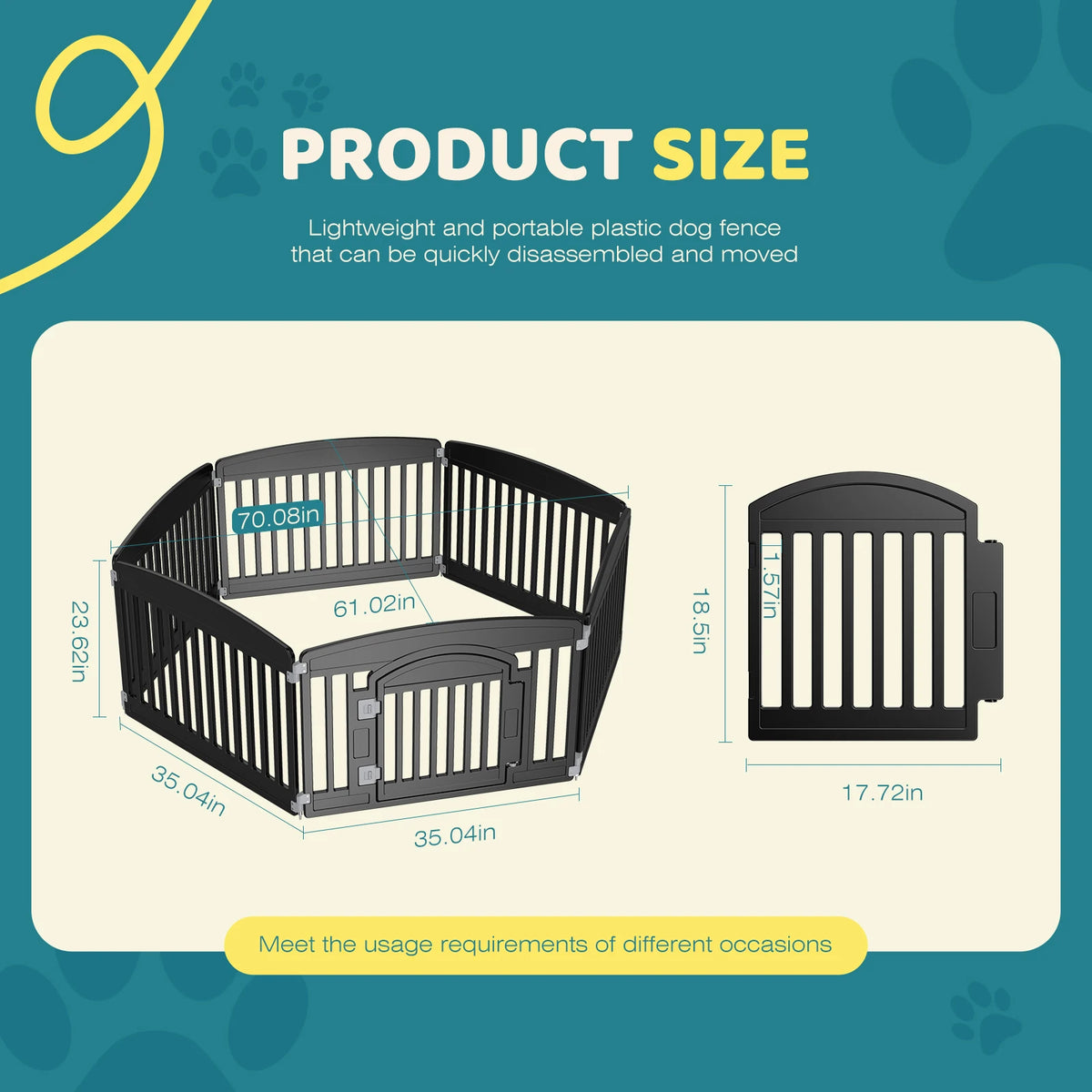 JHK Folding Dog Playpen Portable Plastic Fence Indoor Outdoor