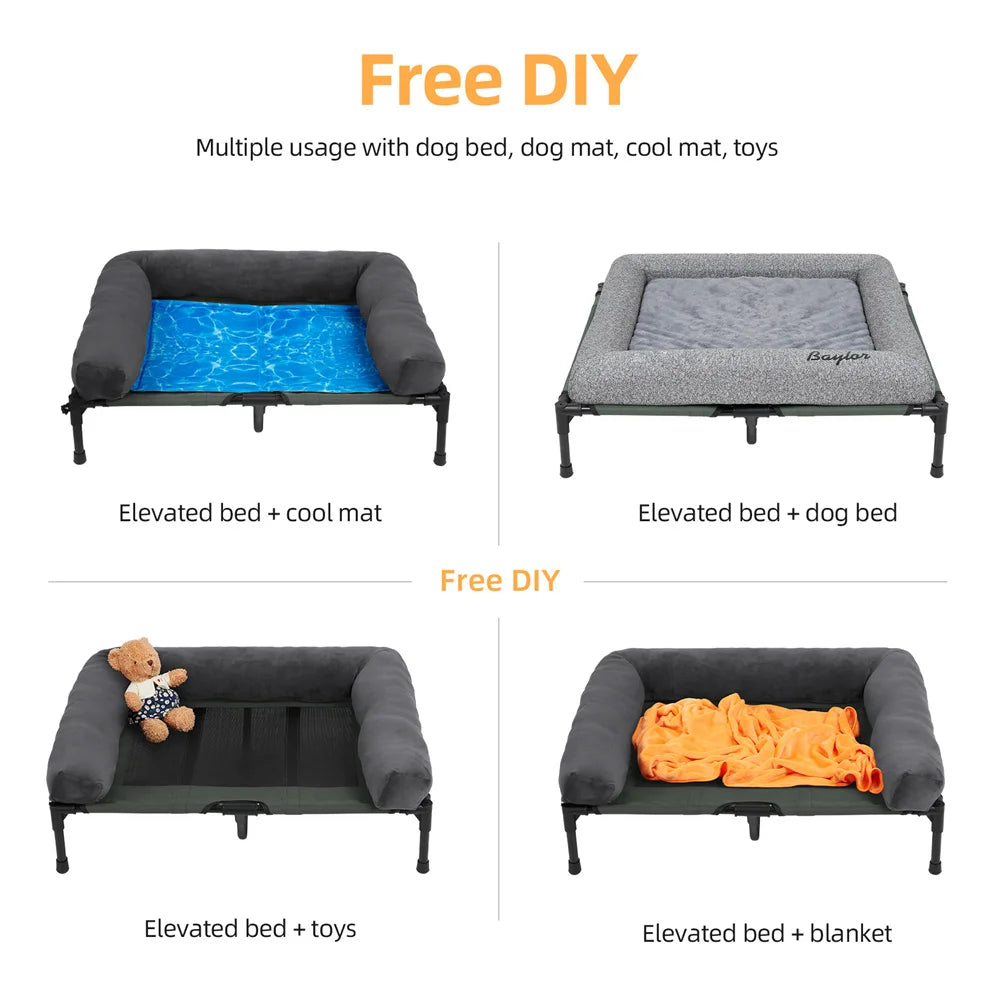 Borwart Elevated Dog Bed With Breathable Mesh Cooling Platform