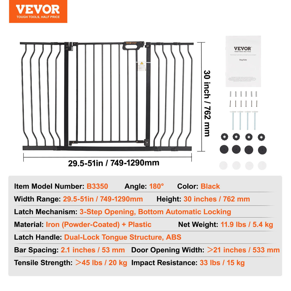 SucceBuy Pressure Mount Easy Step Baby Pet Safety Gate