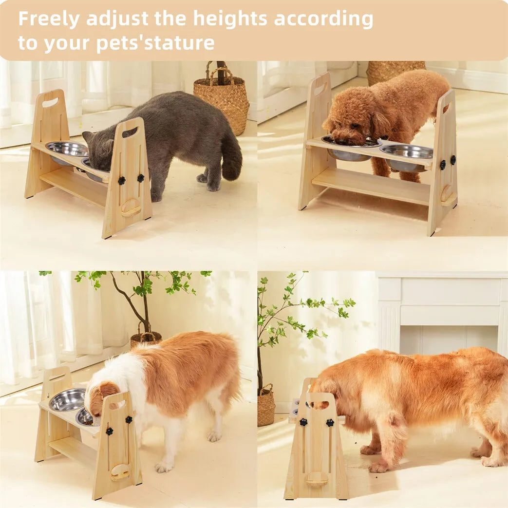Height Adjustable Raised Stainless Steel Dog Bowl Stand