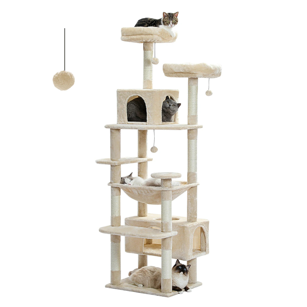 PAWZ Road Indoor Cat Tree Tower With Hammock And Scratch Posts