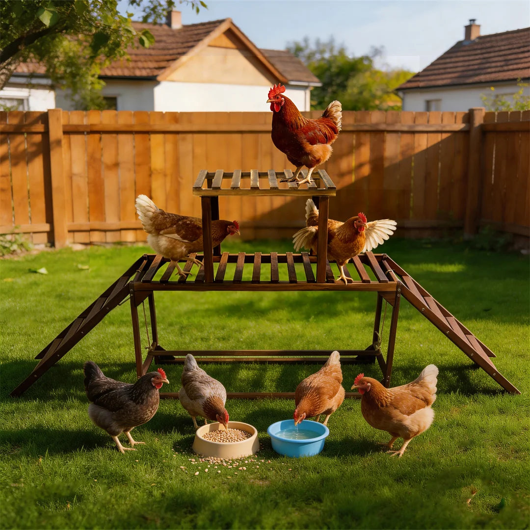 Solid Pine Wood Chicken Perch Swing With Roosting Bars