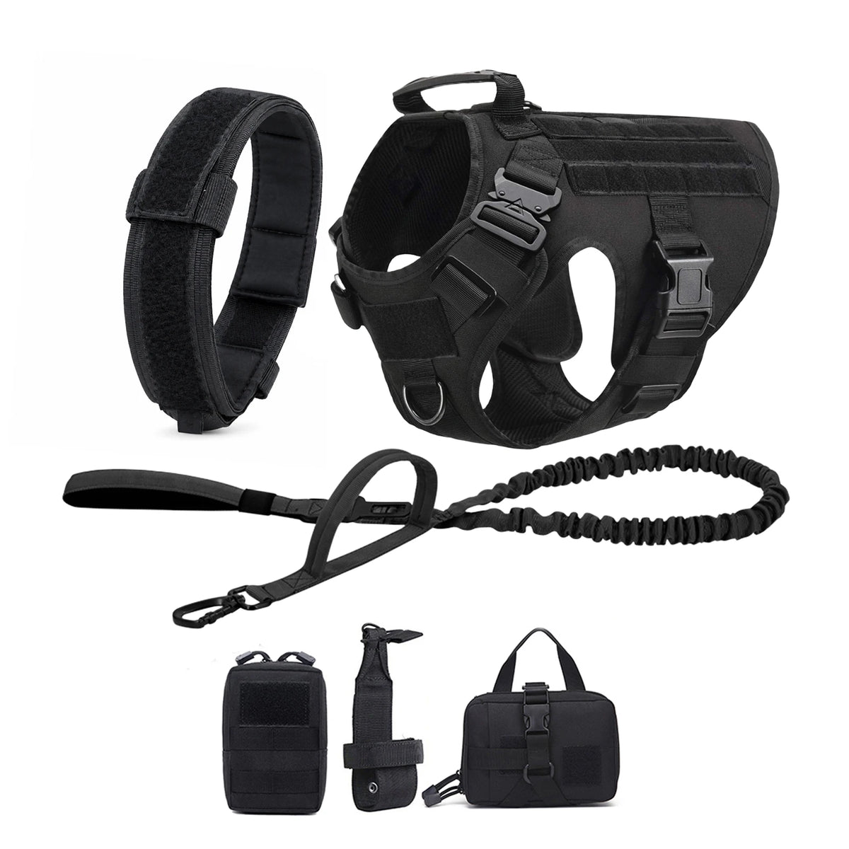 Petavel Tactical Dog Harness Molle Pouches For Walking Training