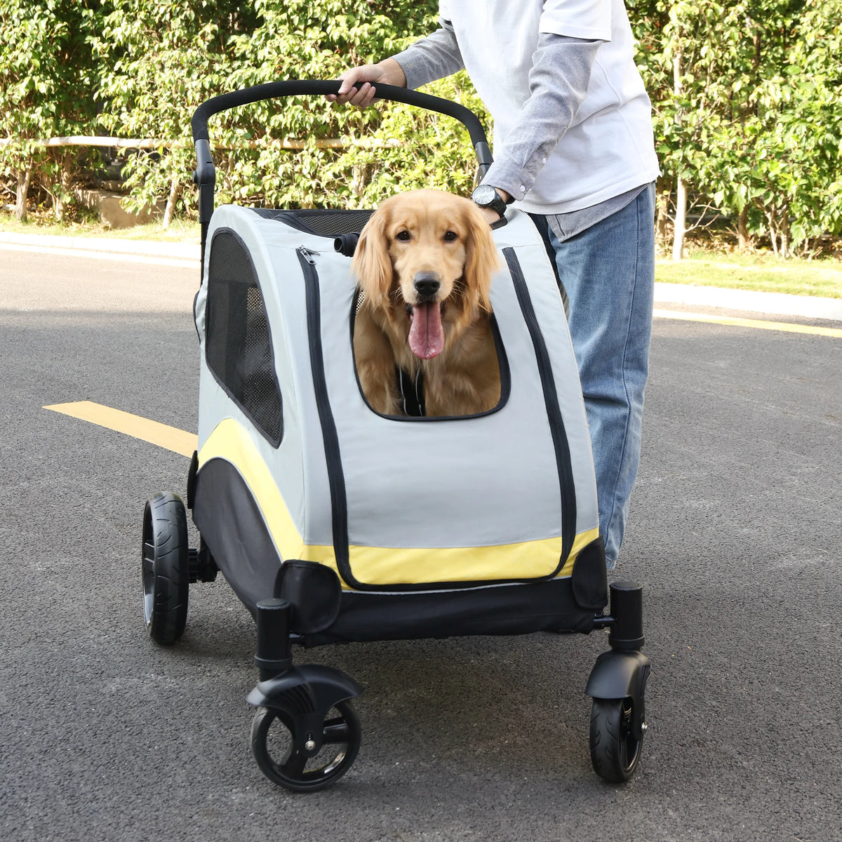 Breathable Foldable Four Wheel Pet Dog And Cat Travel Stroller