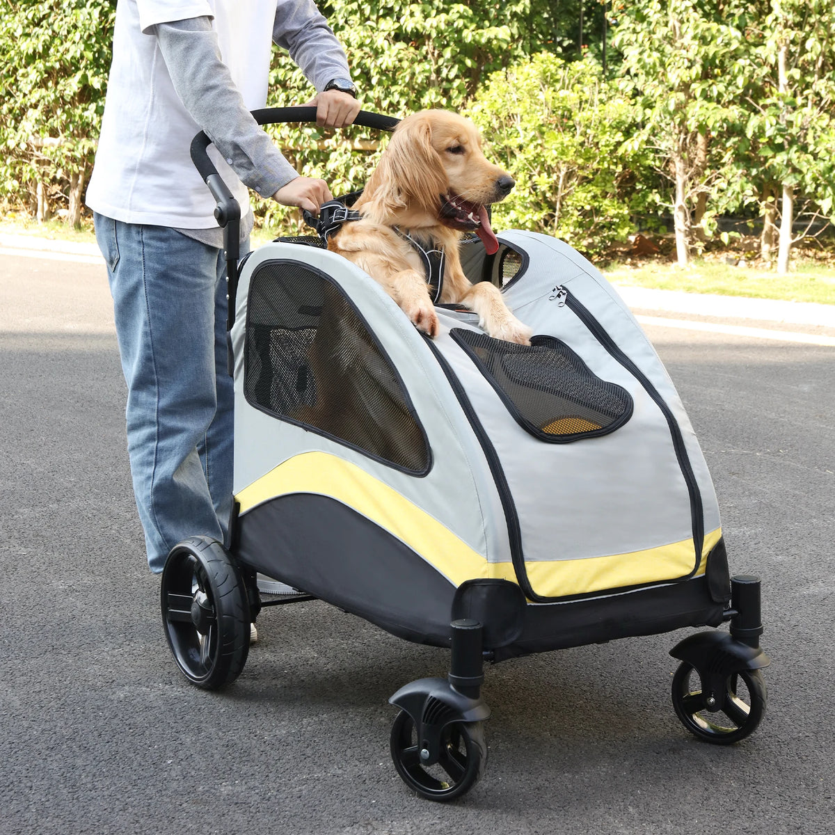 Breathable Foldable Four Wheel Pet Dog And Cat Travel Stroller