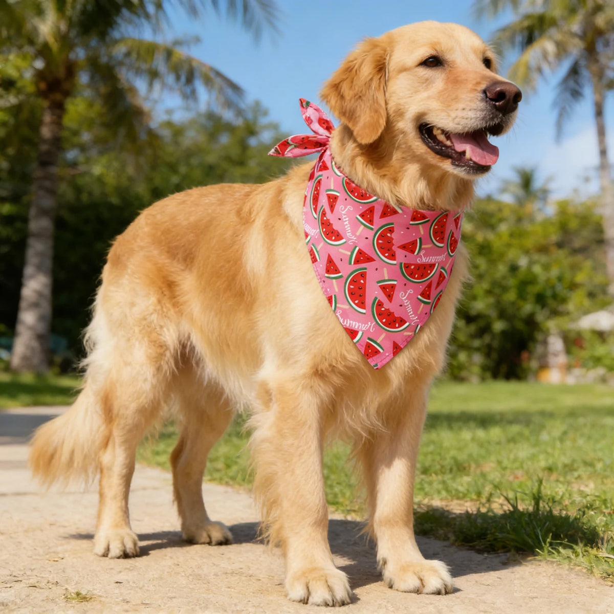 Adjustable Washable Fruit Floral Dog Bandana Soft Cloth Triangle Scarf