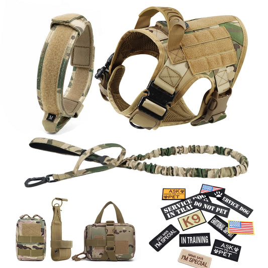 Petravel Padded Tactical Dog Harness Vest Set With Leash