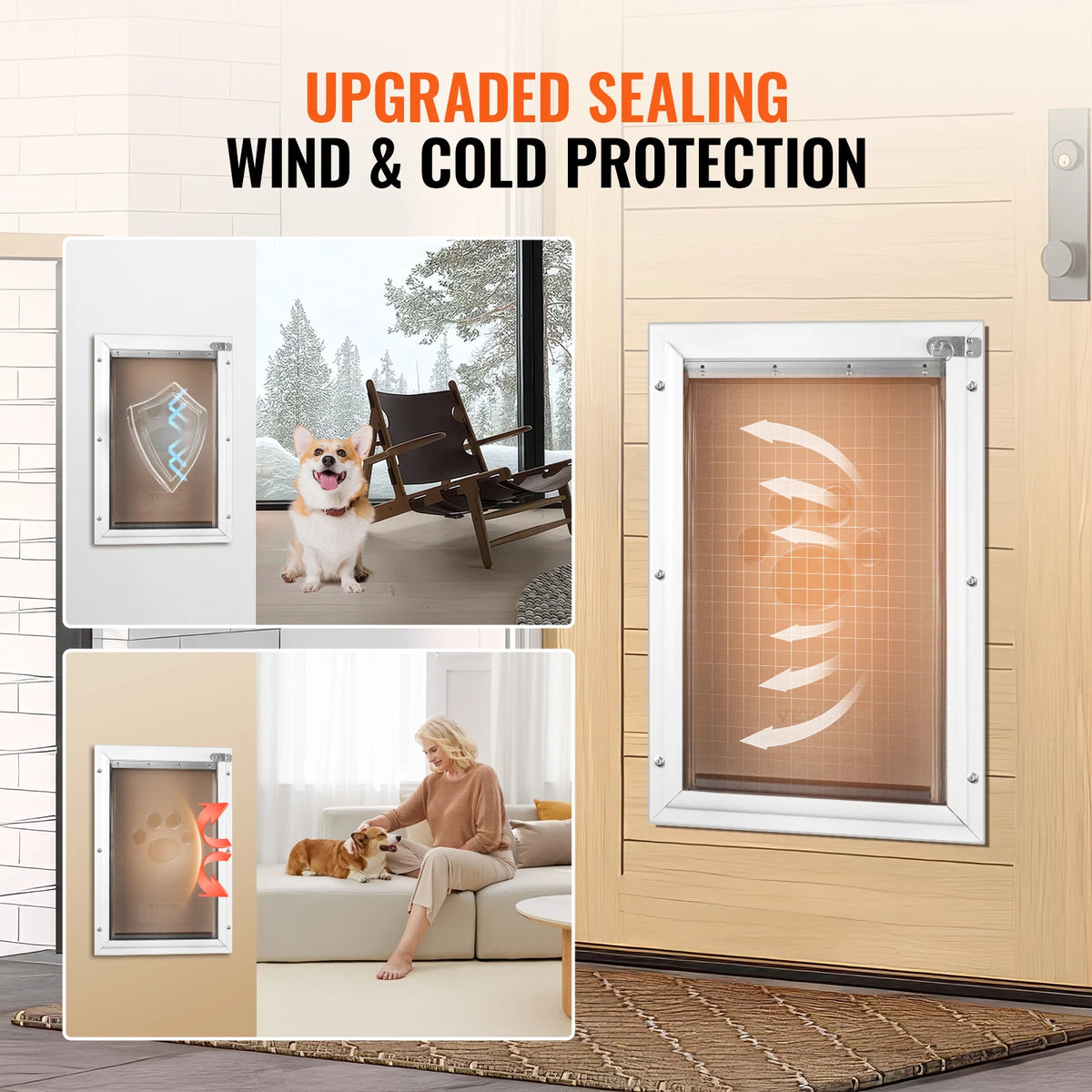 Weatherproof Aluminum Pet Door With Lock And Flexible Flap