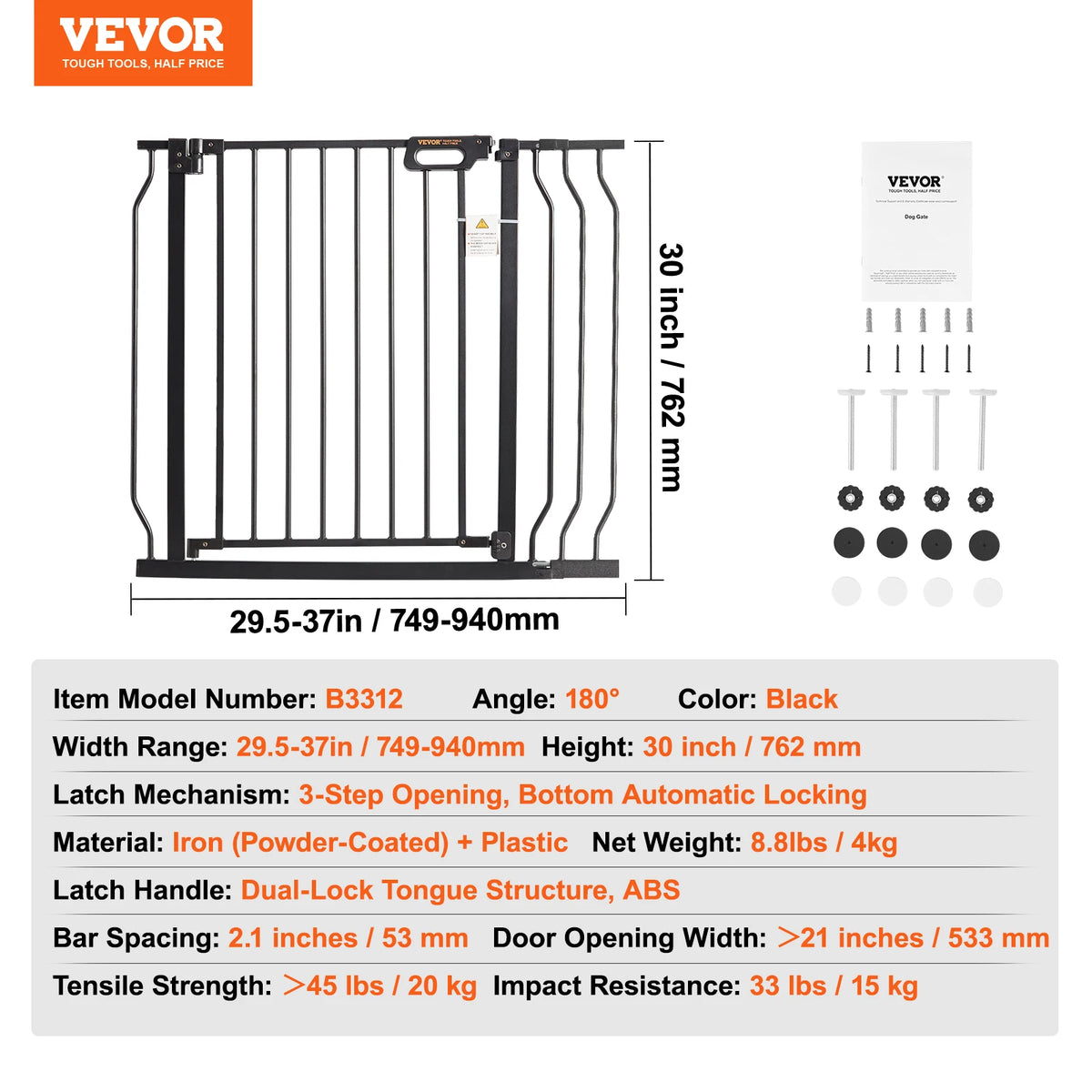 SucceBuy Pressure Mount Easy Step Baby Pet Safety Gate