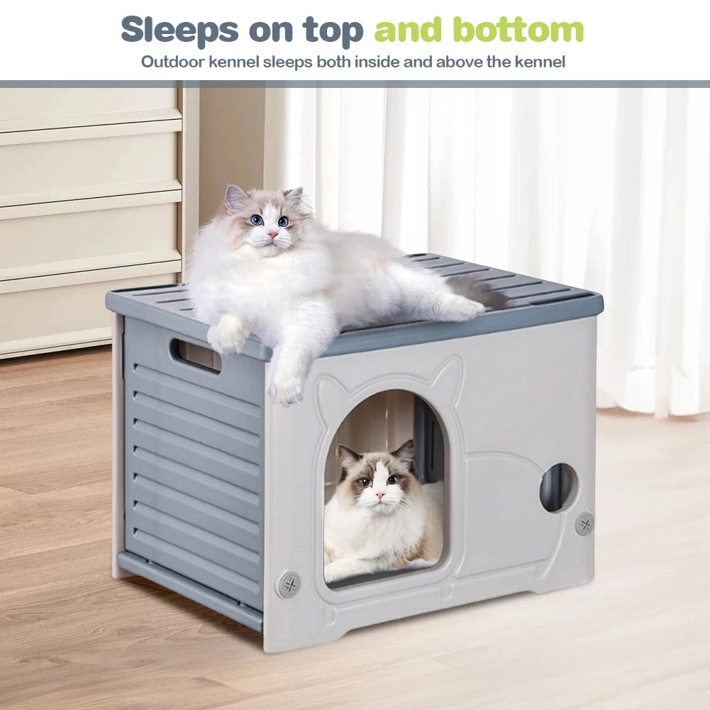 Outdoor Rainproof Plastic Cat House For Pets Seasonal Cozy Nest