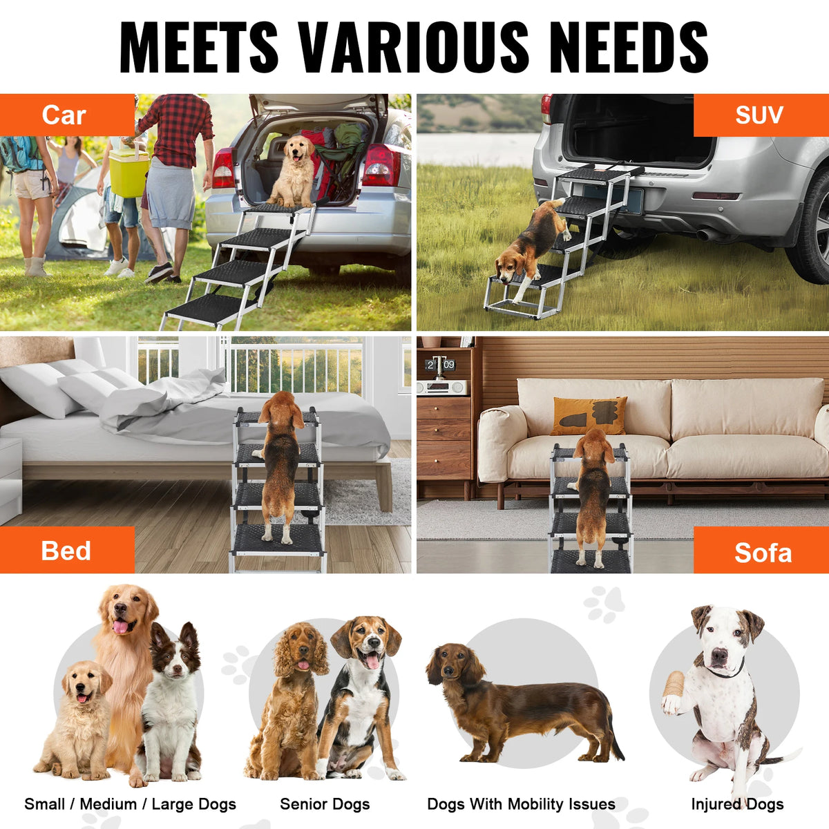 SucceBuy Folding Dog Car Steps for Easy Pet Access