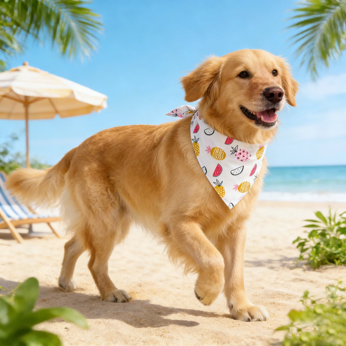 Adjustable Washable Fruit Floral Dog Bandana Soft Cloth Triangle Scarf