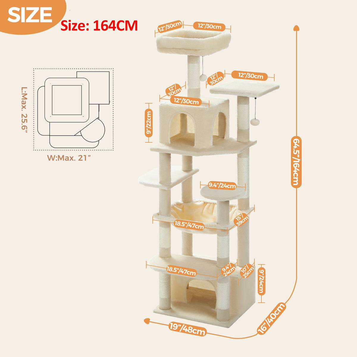 PAWZ Road Indoor Cat Tree Tower With Hammock And Scratch Posts