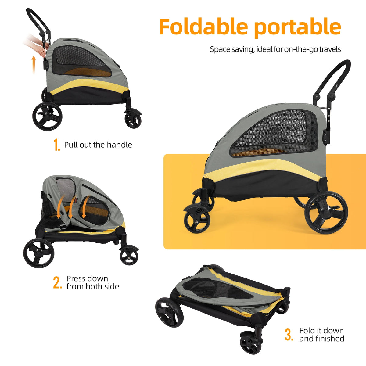 Breathable Foldable Four Wheel Pet Dog And Cat Travel Stroller