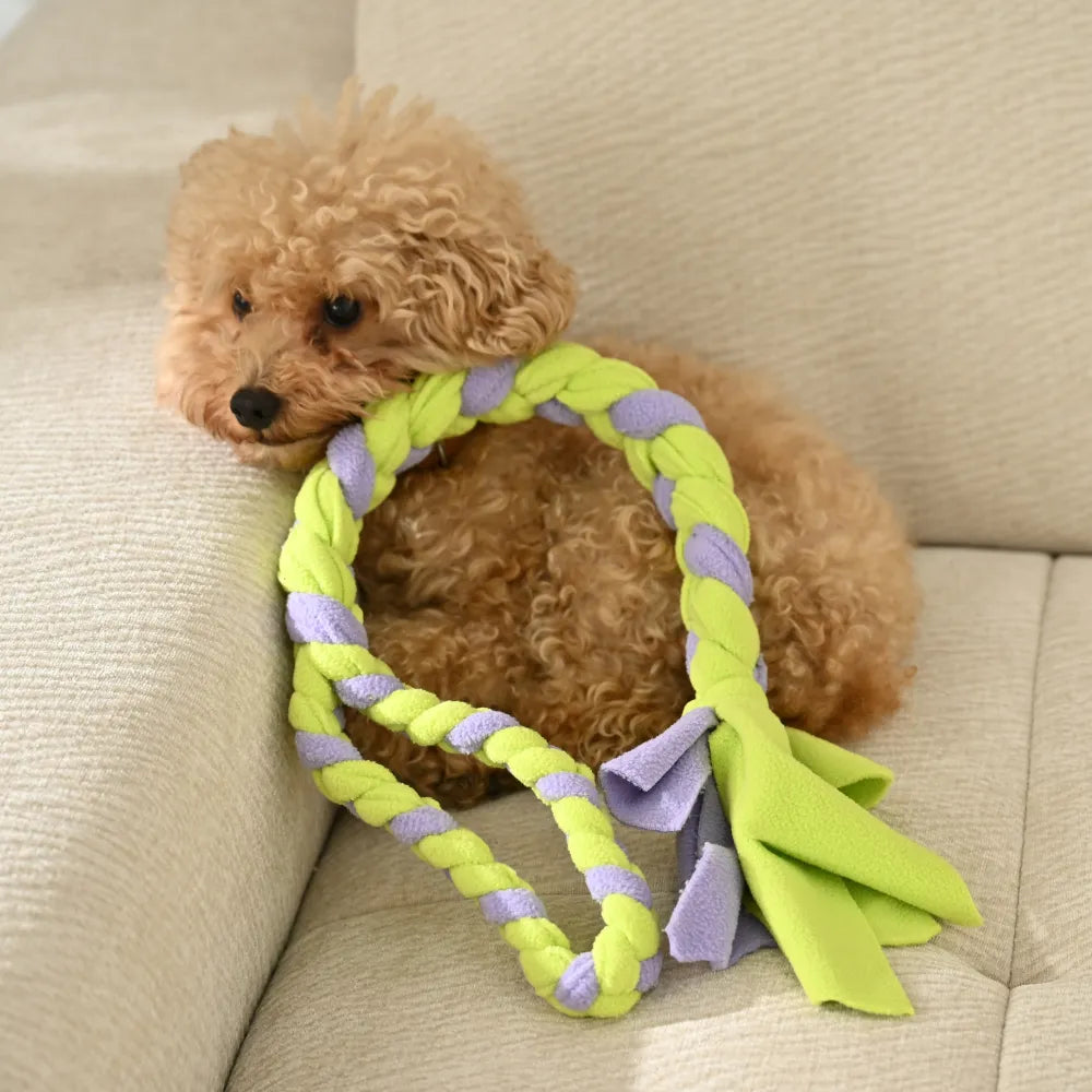 Durable Woven Dog Rope Tug Toy With Secure Loop Handle