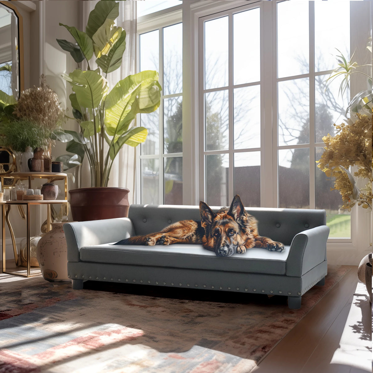 BINGOPAW Durable Elevated Dog Sofa Bed With Resilient Leather Top