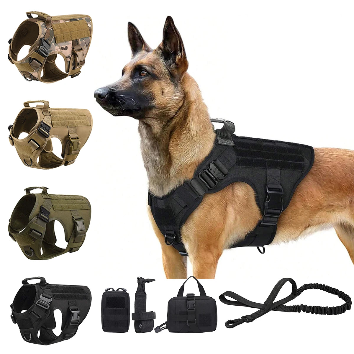 Petravel Tactical Dog Harness Padded Quick Release Buckle Design