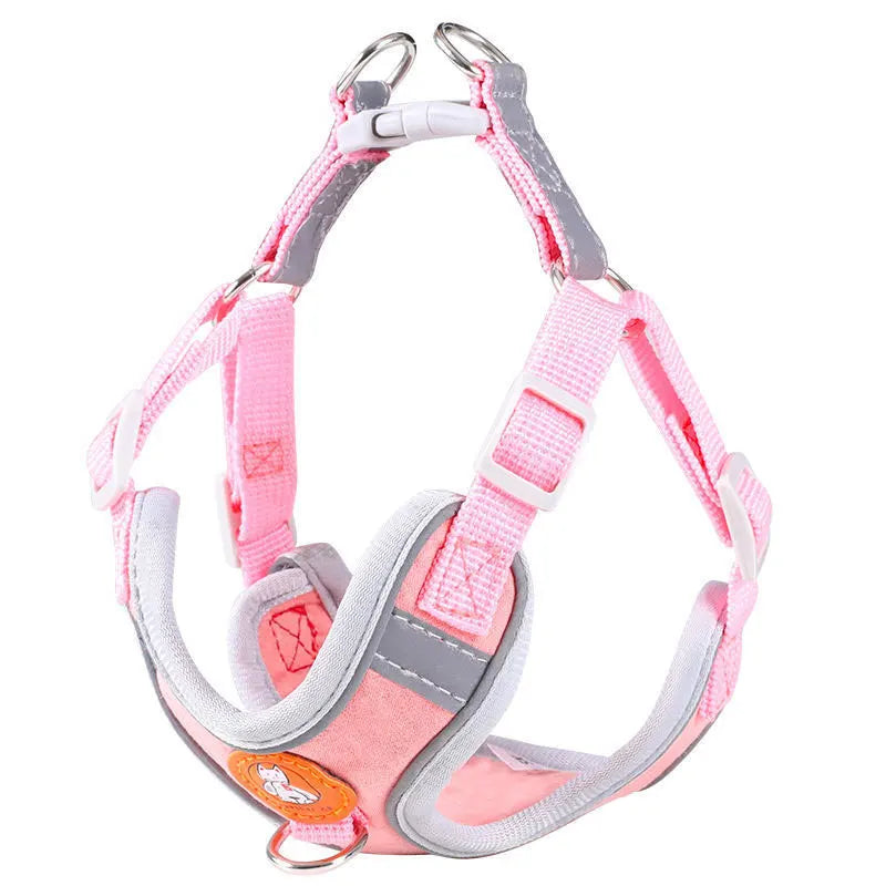 Adjustable Quick Release Dog Harness With Soft Webbing Leash