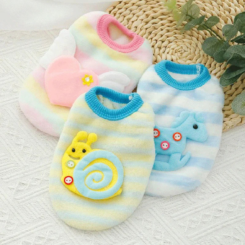 Cute Printed Fleece Sweater for Dogs in Autumn and Winter