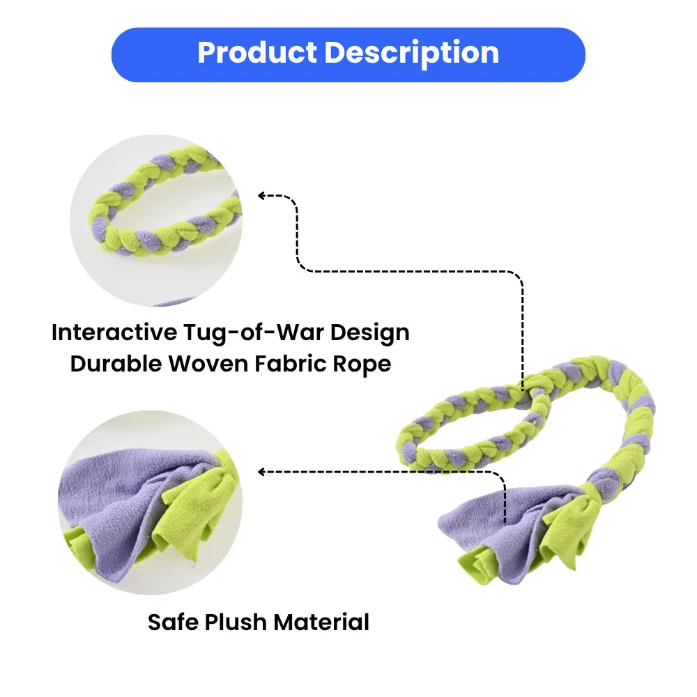 Durable Woven Dog Rope Tug Toy With Secure Loop Handle