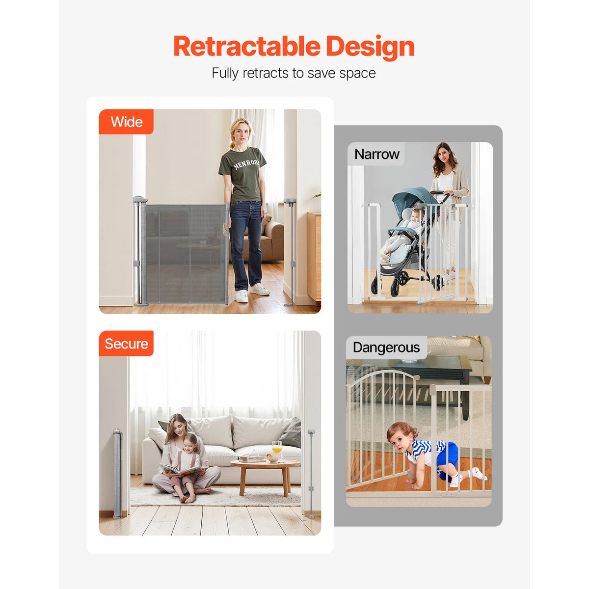 SucceBuy Retractable Mesh Barrier Gate For Children And Pets