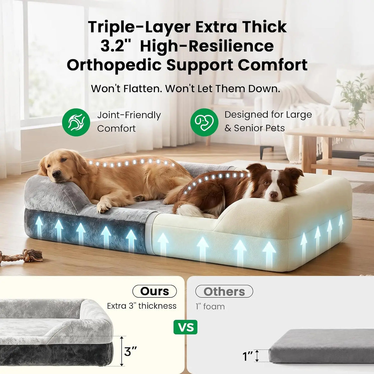 Orthopedic Memory Foam Dog Bed With Cooling Gel Cover