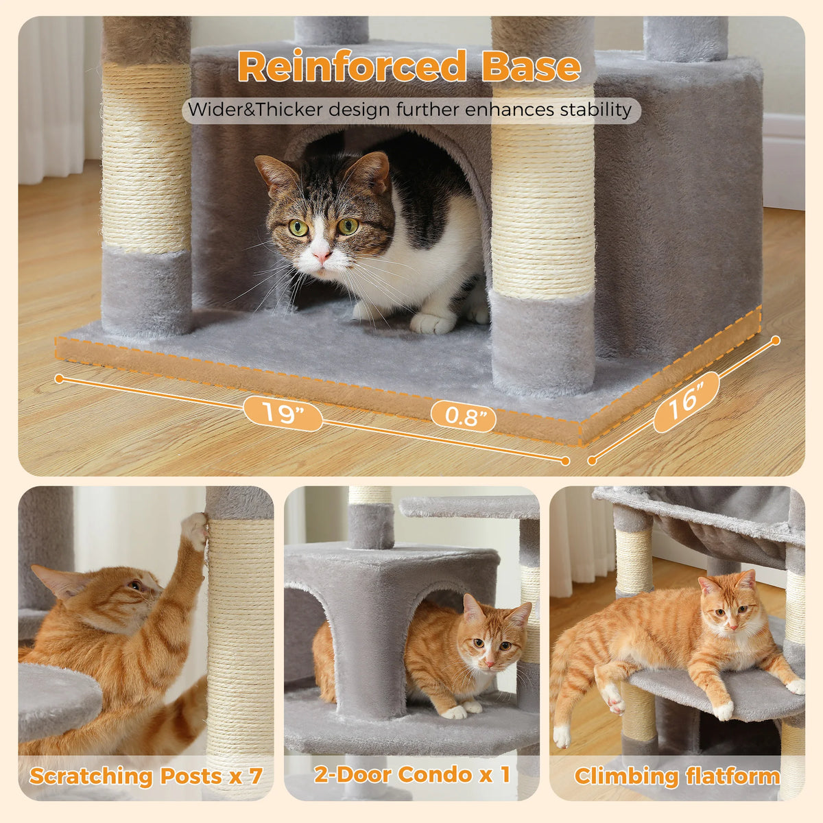 PAWZ Road Indoor Cat Tree Tower With Hammock And Scratch Posts