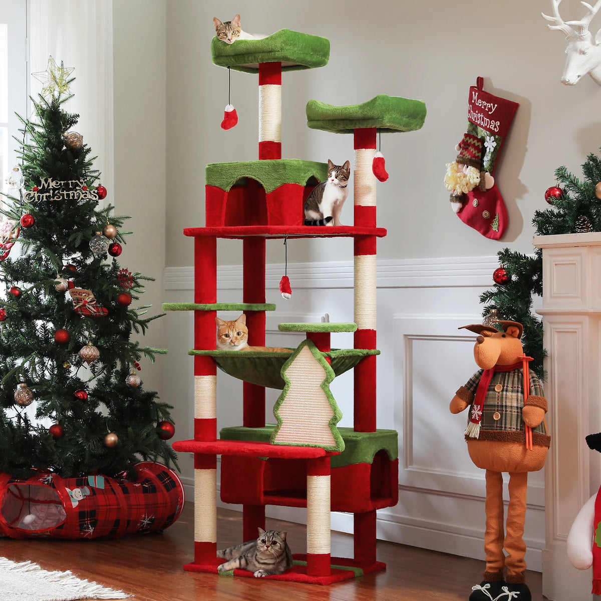 PAWZ Road Indoor Cat Tree Tower With Hammock And Scratch Posts