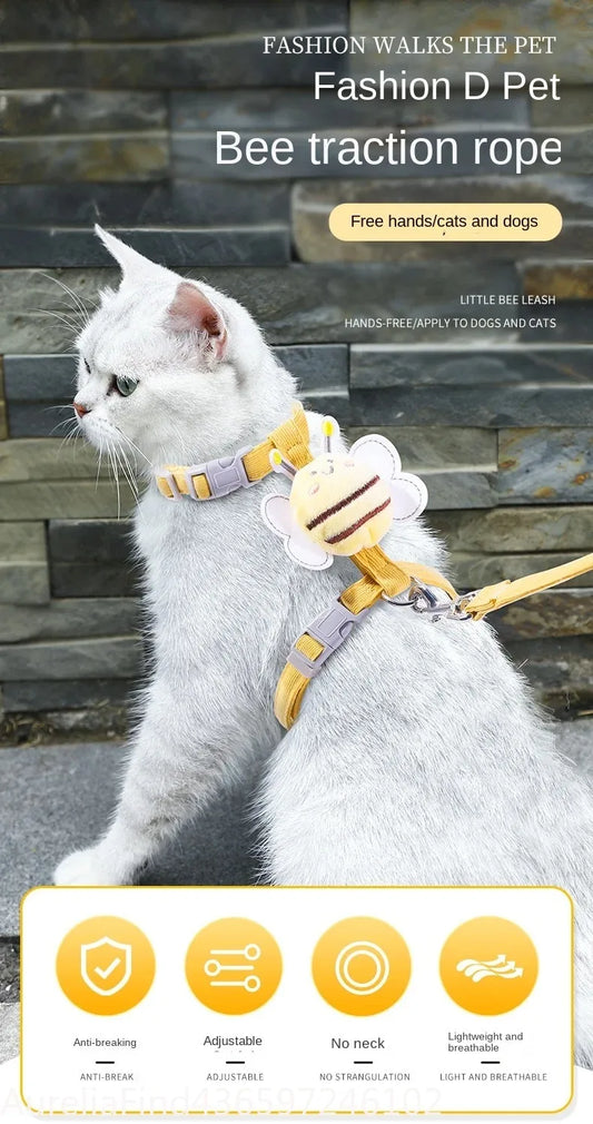 Adjustable Pet Harness Collar Leash Set For Cats And Dogs