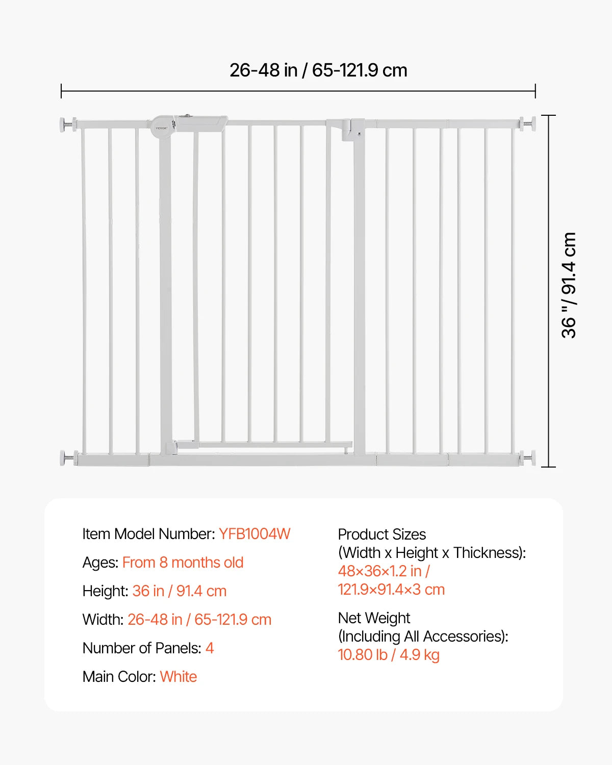 SucceBuy Pressure Mount Easy Step Baby Pet Safety Gate