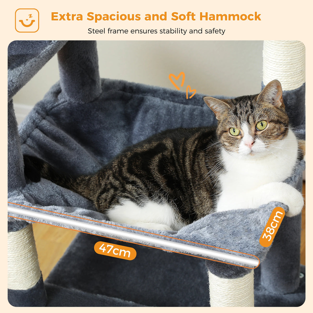PAWZ Road Indoor Cat Tree Tower With Hammock And Scratch Posts