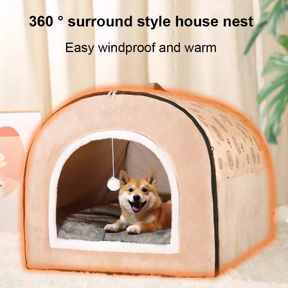 Washable Detachable Velvet Cave Bed House For Dogs And Cats